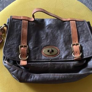 Grey Retro Fossil crossbody bag
